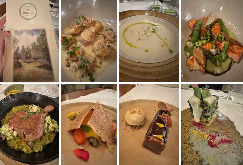 pratos do cardápio do restaurante El Huerto no hotel Belmond Rio Sagrado