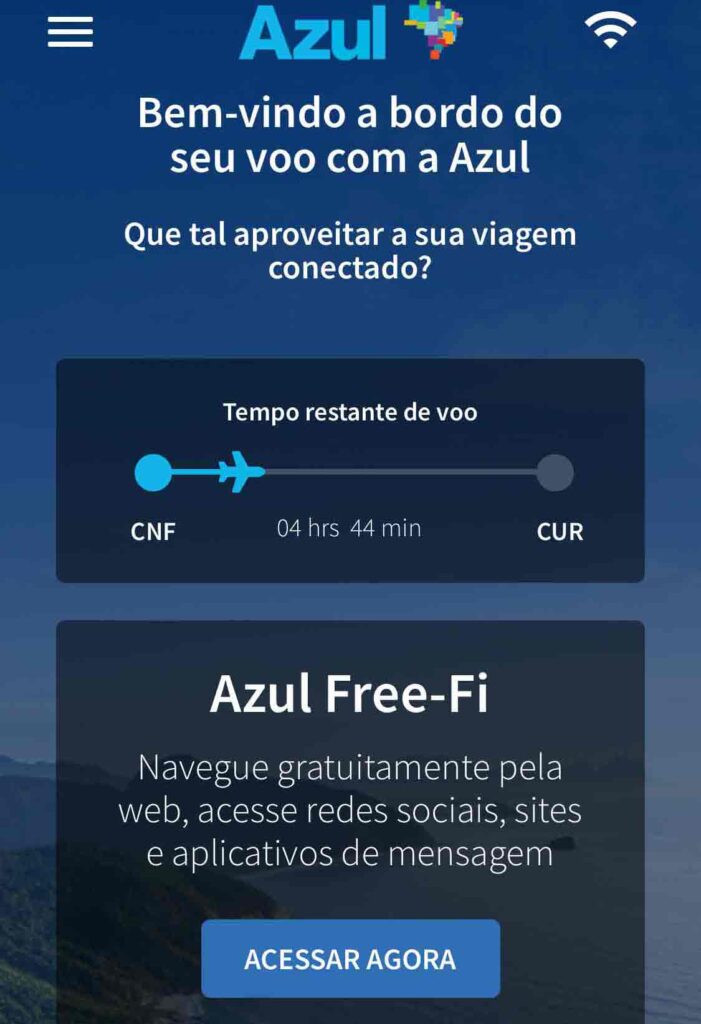 tela de celular com wifi da azul linhas aereas