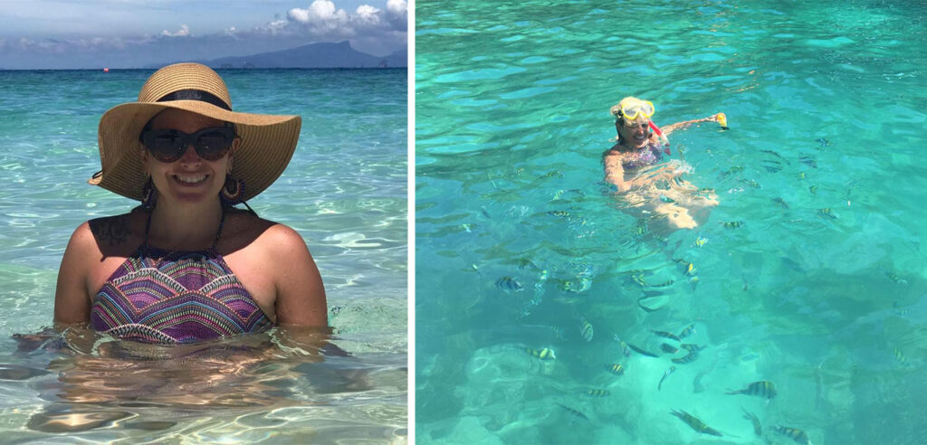 mar azul e transparente na Bamboo Island na Tailândia