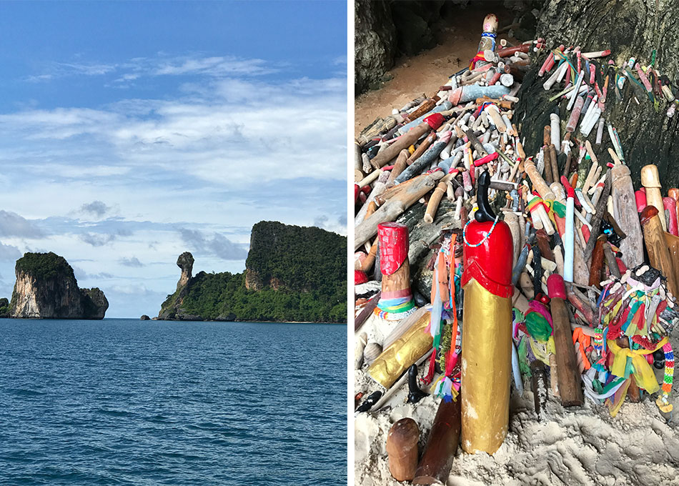 vista de chicken island e das oferendas da Princess Cave