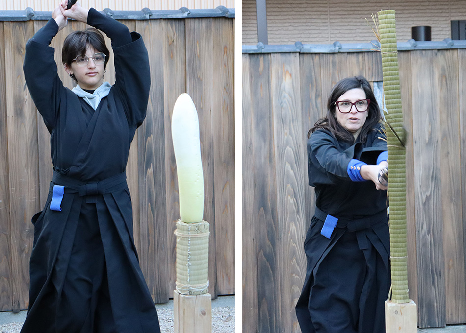 corte de bambu com a katana na experiência samurai