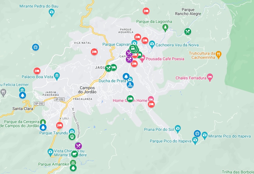 google mapas com roteiro de Campos do Jordão