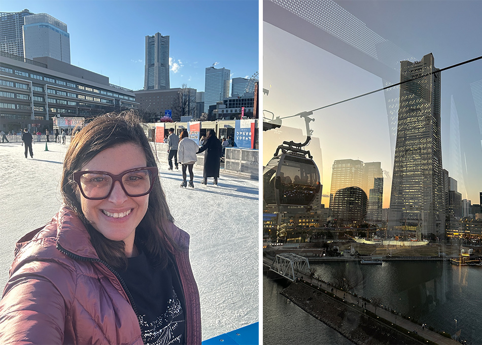 pista de patinação de yohohama e vista do teleferico