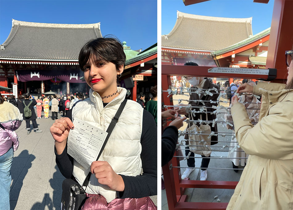 tirando a sorte no templo sensoji em tóquio