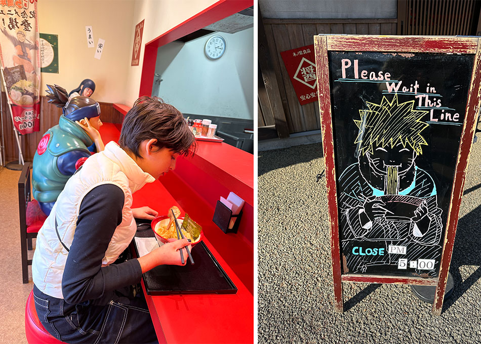 restaurante de lamen tematico do naruto com bonecos dos personagens