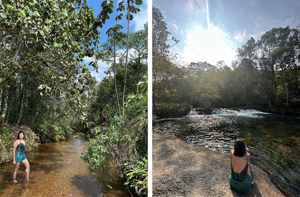 poço da roseira com um rio bem raso e cachoeira antonio aguiar com piscina natural