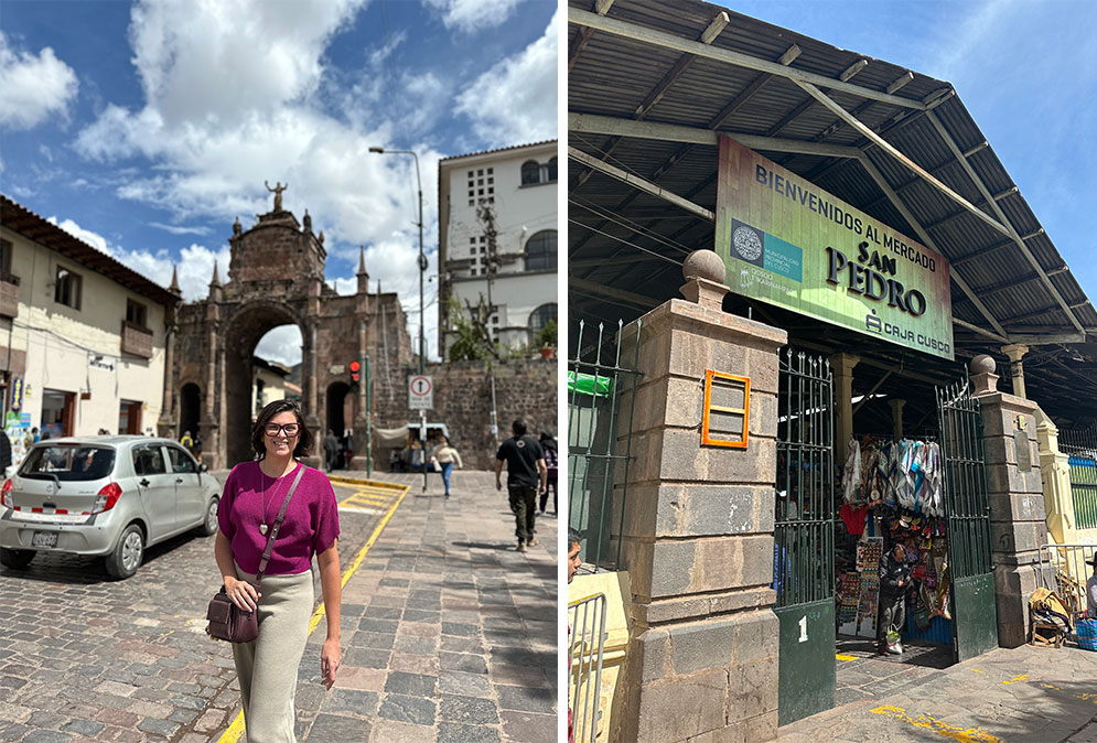 arco de santa clara e mercado de san pedro em Cusco