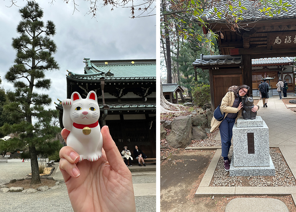 gato de louça vendido com amuleto no templo gotokuji