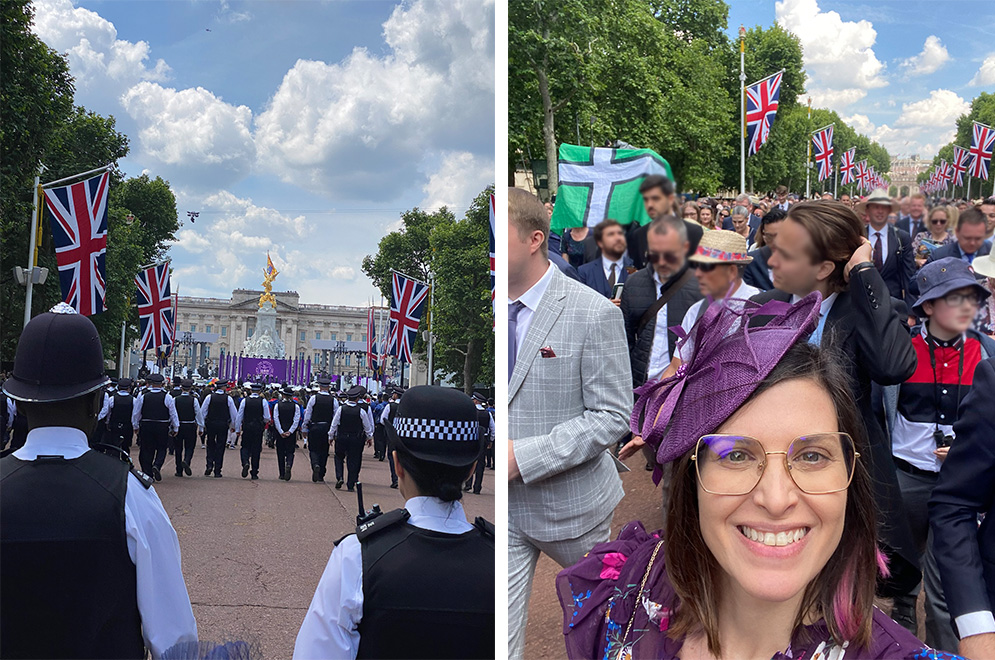 cortejo em direção ao palacio de Buckighma após a cerimônia do trooping the colour